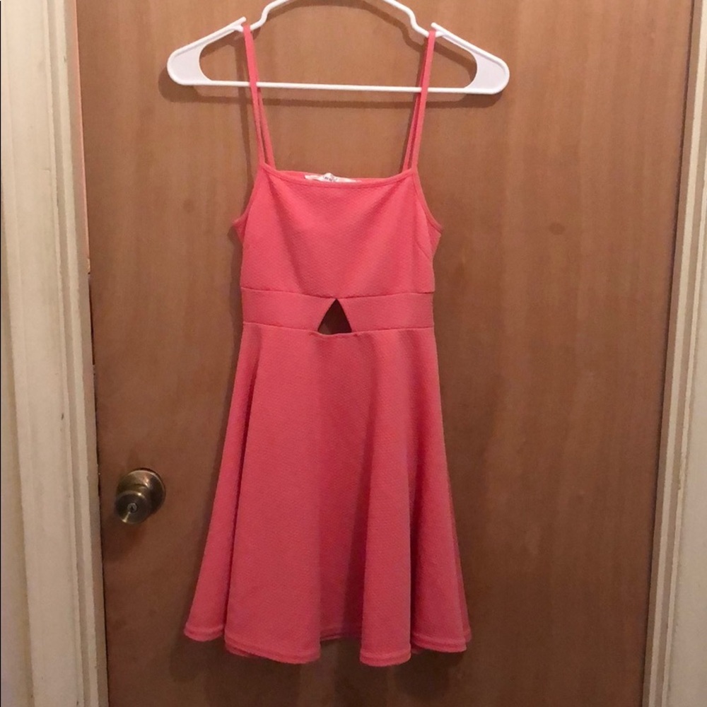 Pink open Back skater dress